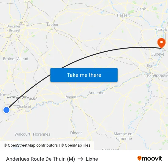 Anderlues Route De Thuin (M) to Lixhe map