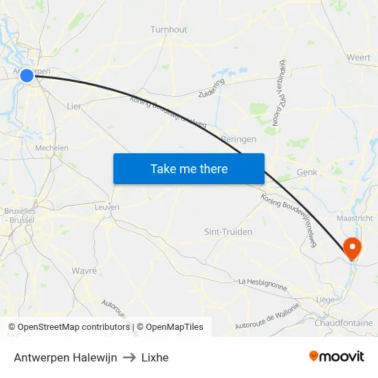 Antwerpen Halewijn to Lixhe map