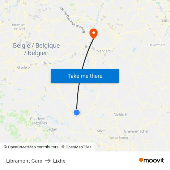 Libramont Station to Lixhe map