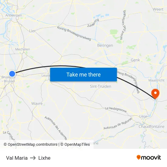 Val Maria to Lixhe map