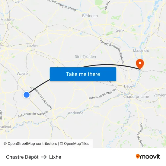 Chastre Depot to Lixhe map