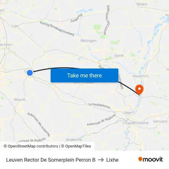 Leuven De Somer Square Platform B to Lixhe map