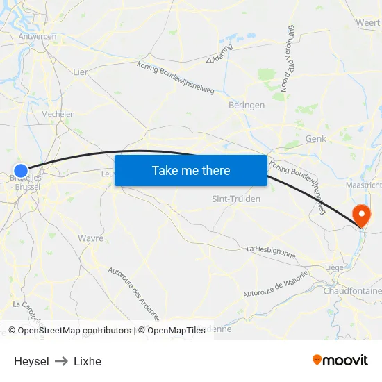 Heysel to Lixhe map