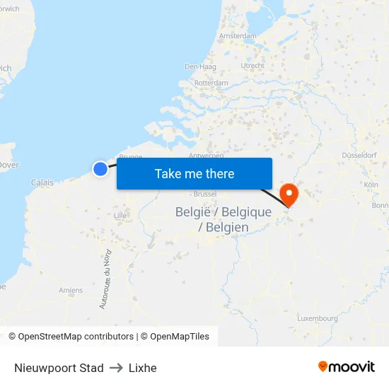 Nieuwpoort City to Lixhe map