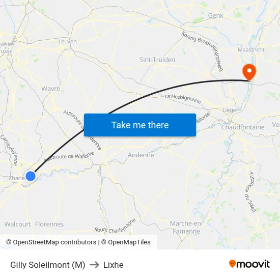 Gilly Soleilmont (M) to Lixhe map
