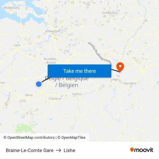 Braine-Le-Comte Station to Lixhe map