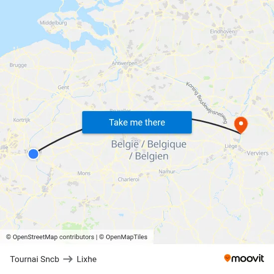 Tournai Railway to Lixhe map