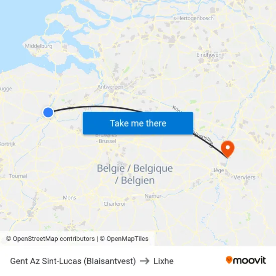 Gent Az Sint-Lucas (Blaisantvest) to Lixhe map