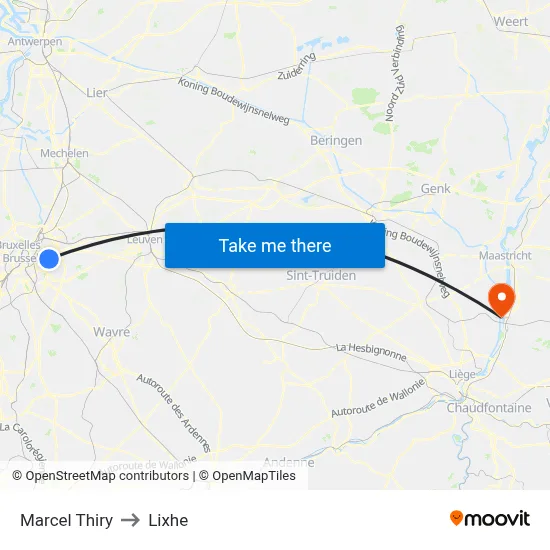 Marcel Thiry to Lixhe map