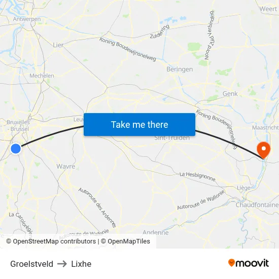 Groelstveld to Lixhe map