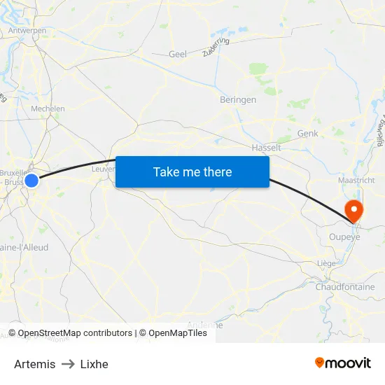 Artemis to Lixhe map
