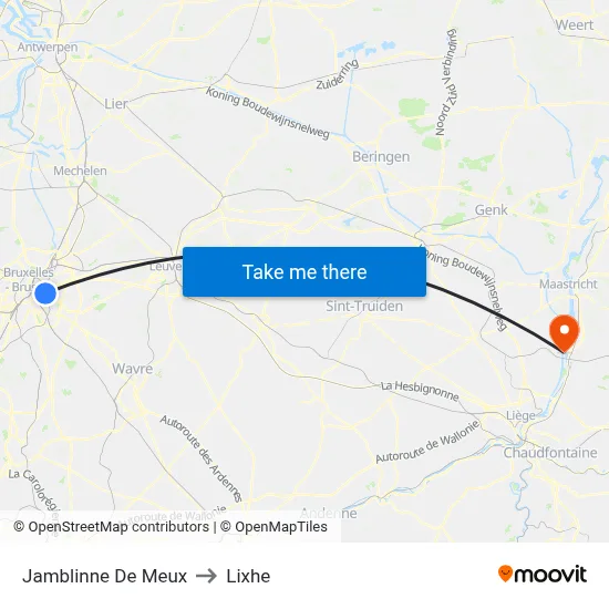 Jamblinne De Meux to Lixhe map