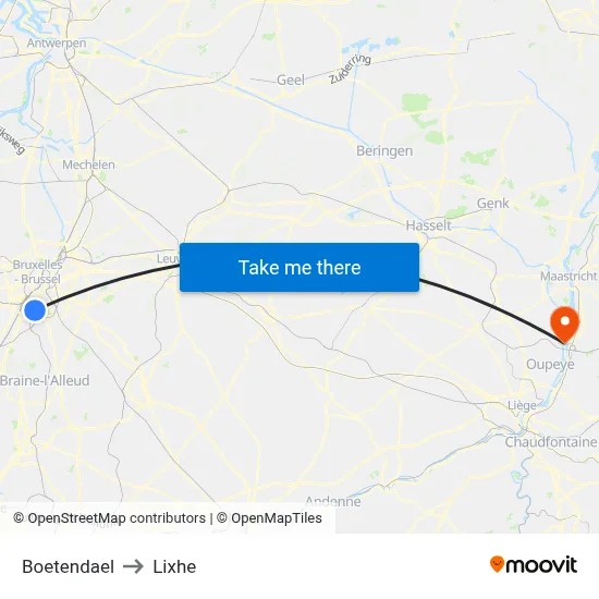 Boetendael to Lixhe map