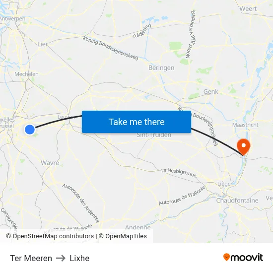 Ter Meeren to Lixhe map