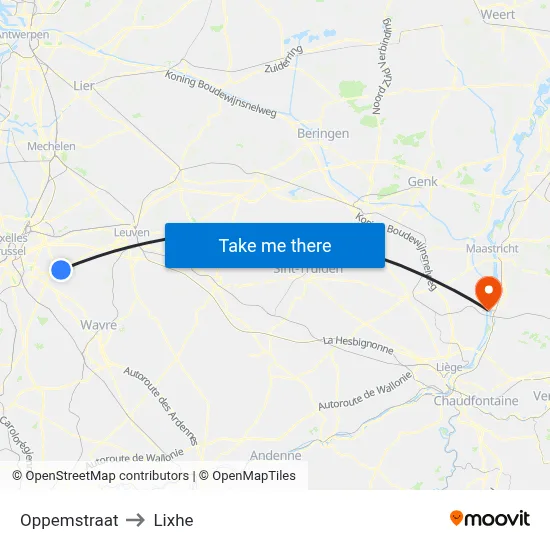 Oppemstraat to Lixhe map