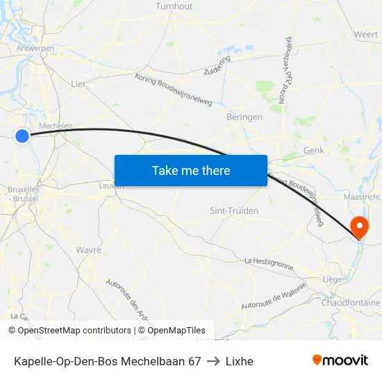 Kapelle-Op-Den-Bos Mechelbaan 67 to Lixhe map