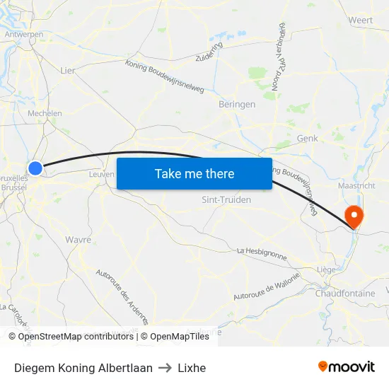 Diegem King Albert Avenue to Lixhe map