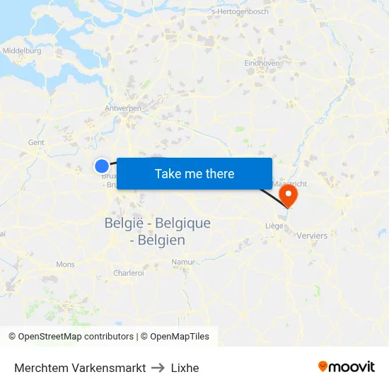 Merchtem Pig Market to Lixhe map