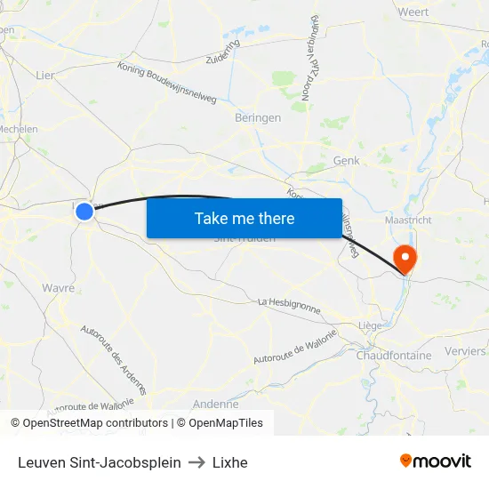 Leuven Saint Jacob Square to Lixhe map