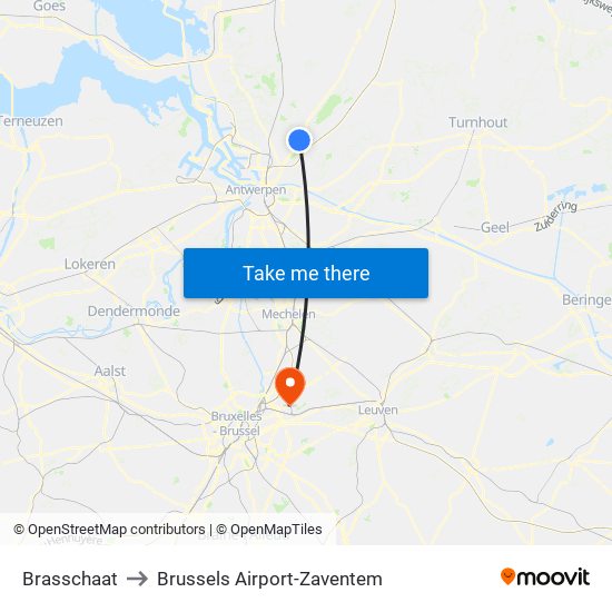 Brasschaat to Brussels Airport-Zaventem map
