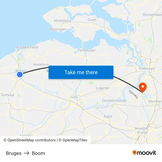 Bruges to Boom map