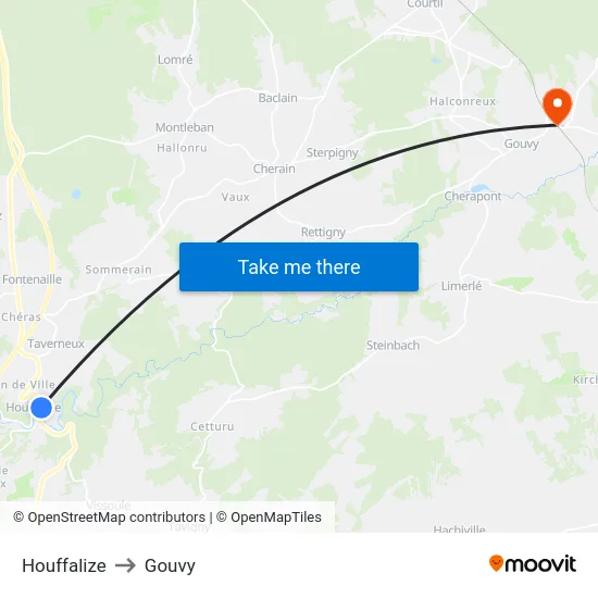 Houffalize to Gouvy map
