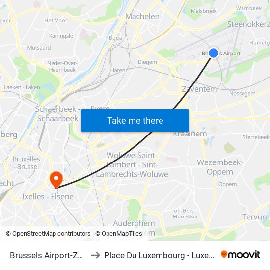 Brussels Airport-Zaventem to Brussels Airport-Zaventem map