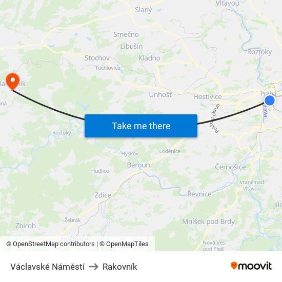 Václavské Náměstí to Rakovník map