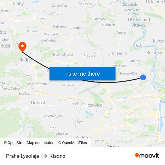 Praha-Lysolaje to Kladno map