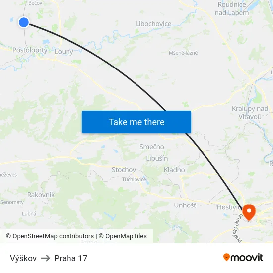 Výškov to Praha 17 map