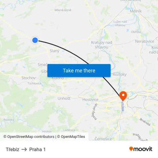 Třebíz to Praha 1 map