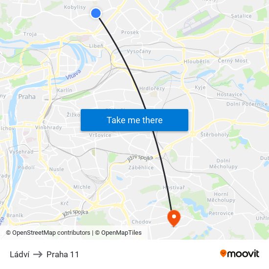 Ládví to Praha 11 map