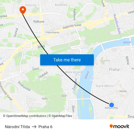Národní Třída to Praha 6 map