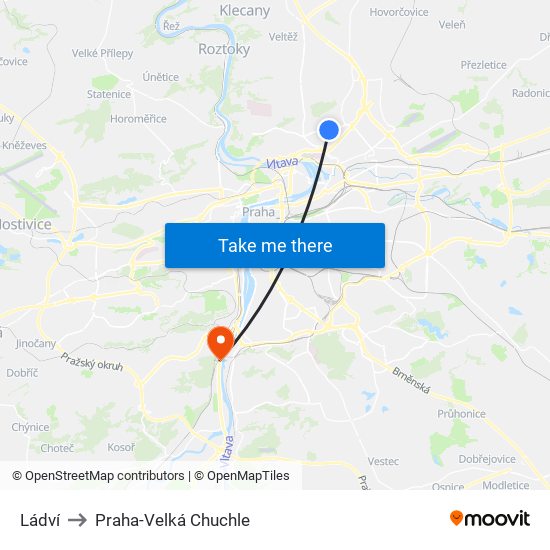 Ládví to Praha-Velká Chuchle map