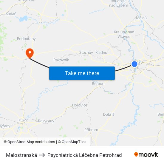 Malostranská to Psychiatrická Léčebna Petrohrad map