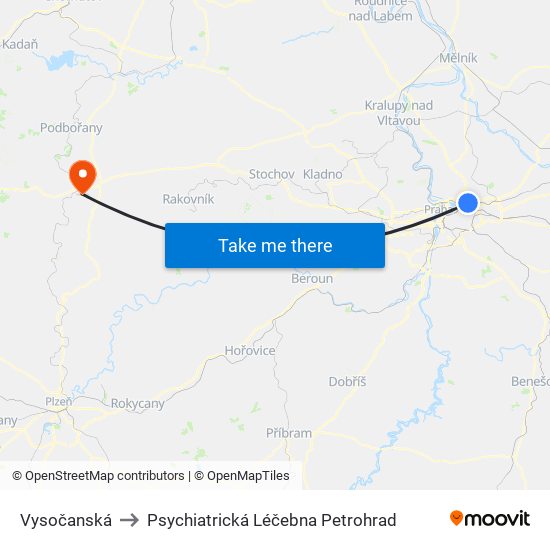 Vysočanská to Psychiatrická Léčebna Petrohrad map