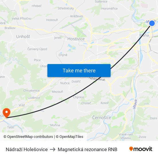 Nádraží Holešovice to Magnetická rezonance RNB map