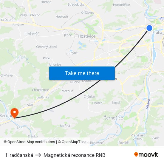 Hradčanská to Magnetická rezonance RNB map