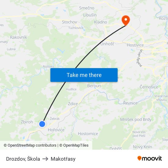 Drozdov, Škola to Makotřasy map