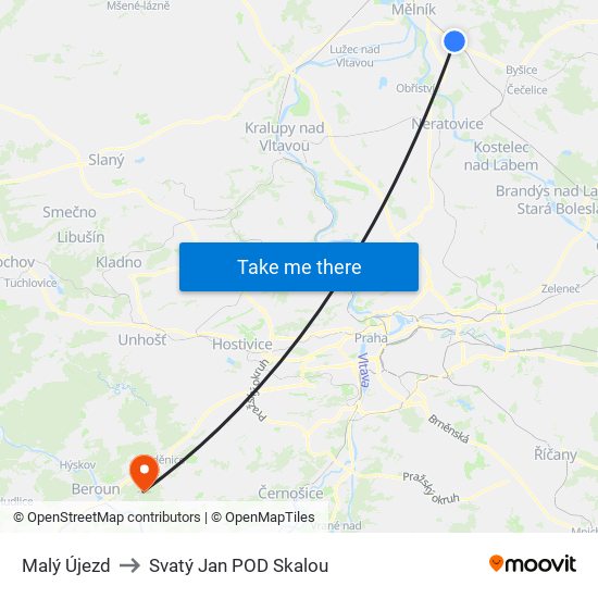 Malý Újezd to Svatý Jan POD Skalou map