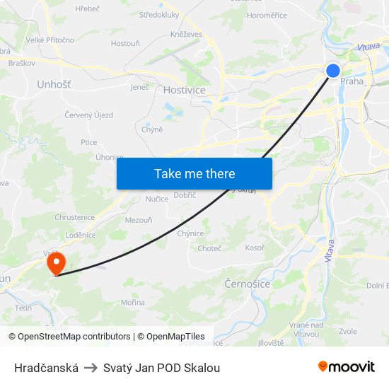 Hradčanská to Svatý Jan POD Skalou map