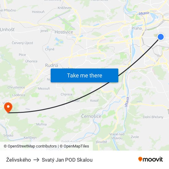 Želivského to Svatý Jan POD Skalou map