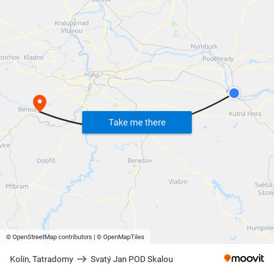 Kolín, Tatradomy to Svatý Jan POD Skalou map