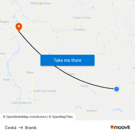 Česká to Braník map