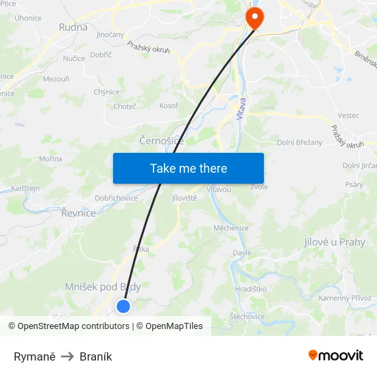 Rymaně to Braník map