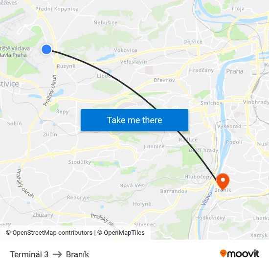 Terminál 3 to Braník map