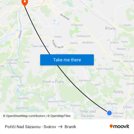 Poříčí Nad Sázavou - Svárov to Braník map