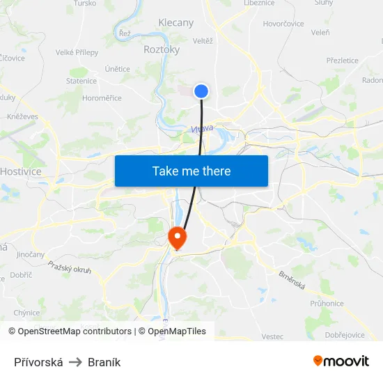 Přívorská to Braník map