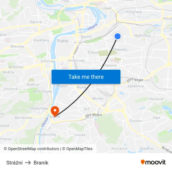 Strážní to Braník map