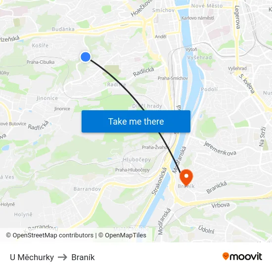 U Měchurky to Braník map